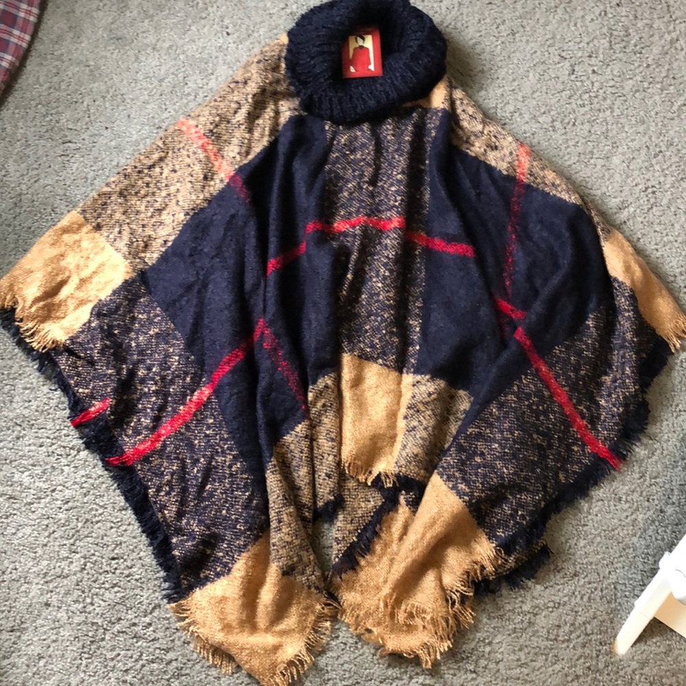 Plaid Poncho - NWT